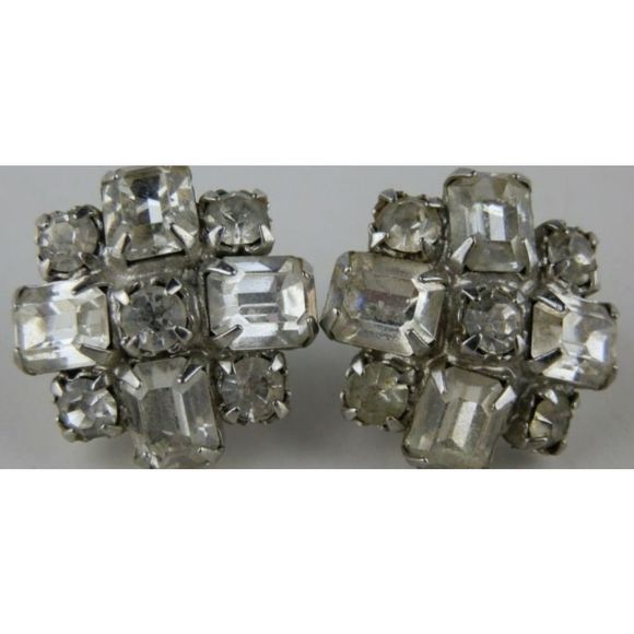 Vintage Jewelry - Vintage Weiss Rhinestone Screw Back Earrings